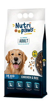 Nutri Paws Adult Dog Food – Chicken & Rice (15KG)